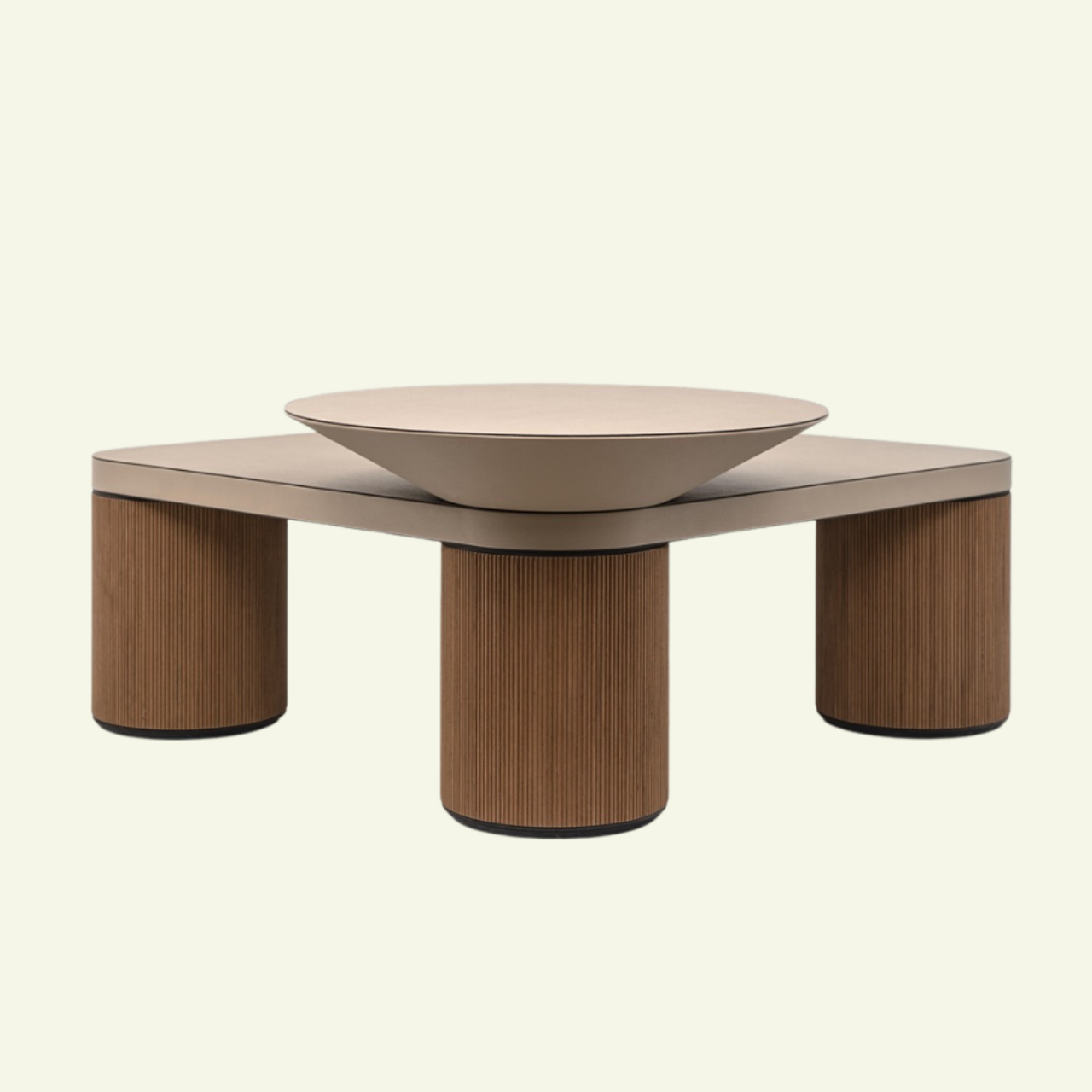Alphabet Couchtisch aus Holz und Leder - PINETTI