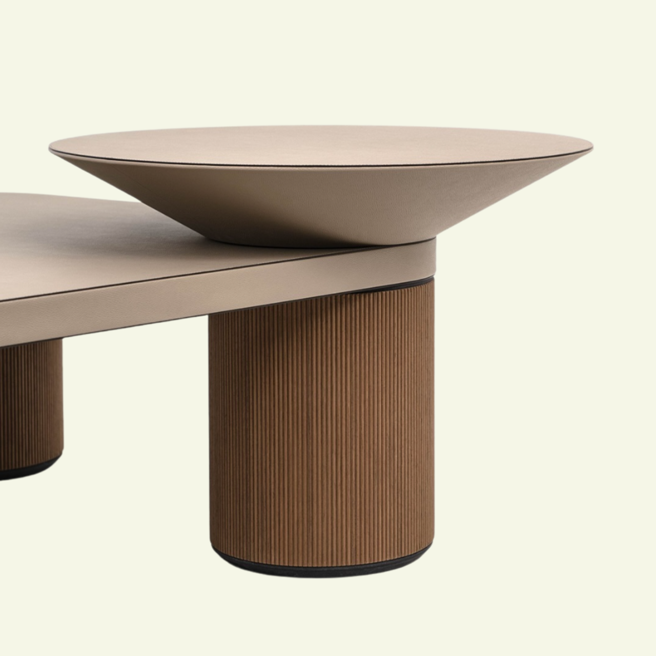 Alphabet Couchtisch aus Holz und Leder - PINETTI