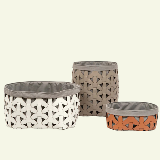 Granada square basket in washable leather and cotton - PINETTI