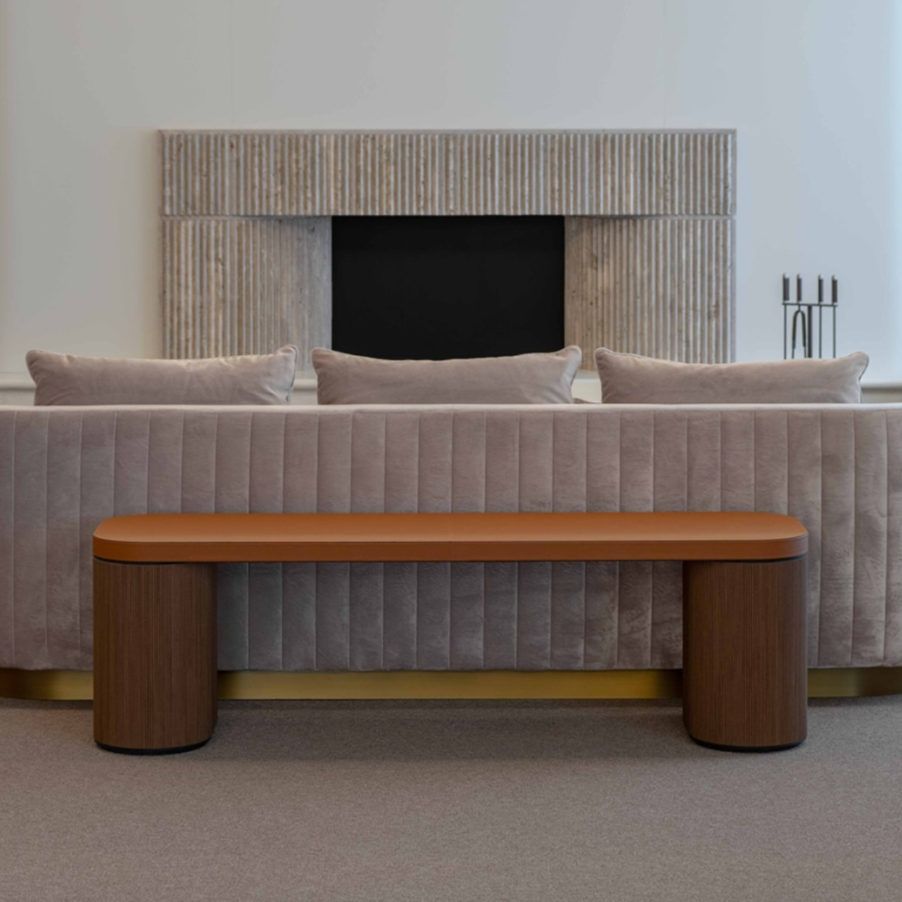 Alphabet wood and leather bench - PINETTI
