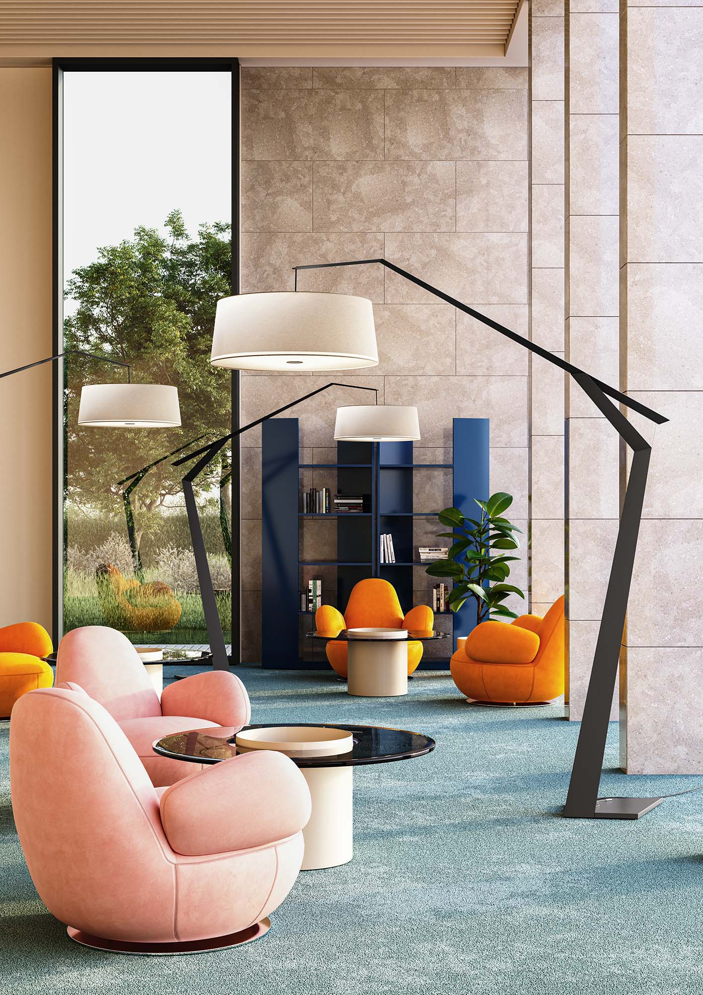 Lampadaire design en métal laqué GRUS - LUMEN CENTER