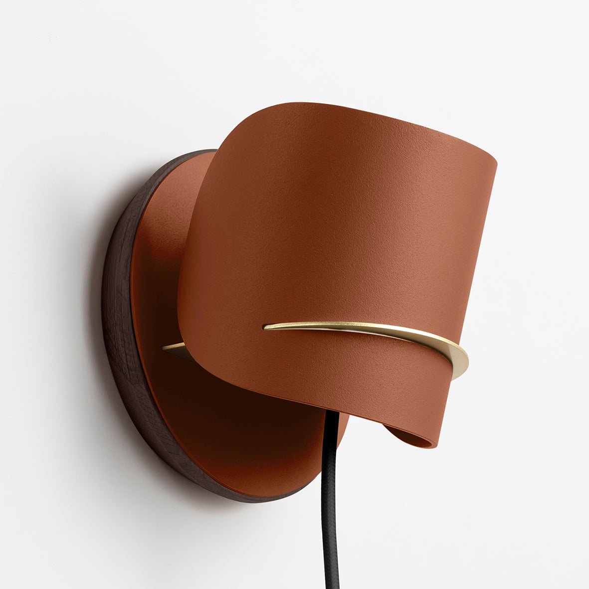 Applique murale design sculptural & écoresponsable Pistil - JURIE & JARRE - La Maison MilanaisePIAP04FONOOrange Terre CuiteChêne foncé recycléFil Noir (prise secteur)
