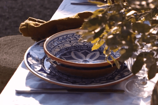 Assiettes à pâtes florales bleu en terre cuite Alentejo Terracotta, lot de 6 - COSTA NOVA - La Maison MilanaiseCFL04316 Grandes assiettes à pâtes / Soupe Ø17.8 H5.08 0.60L