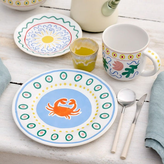 Assiettes apéritives rondes au design original Summer Bliss, lot de 6 - COSTA NOVA x LAETICIA ROUGET - La Maison MilanaiseLSP1616 Petites Assiettes Ø16.3cm H2.4cmSun