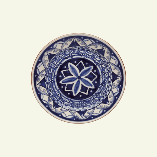 Assiettes plates florales bleu en terre cuite Alentejo Terracotta, lot de 6 - COSTA NOVA - La Maison MilanaiseCFL04126 Grandes Assiettes Ø28cm H3.1cm
