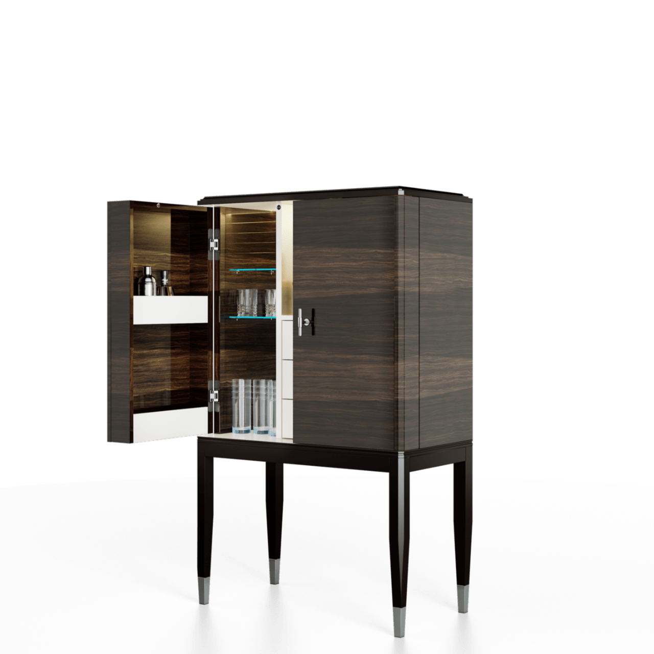 Bar cabinet eucalyptus fumé & laque brillant G.BAR - ULTRA MOBILI - La Maison MilanaiseBGB.EAF2