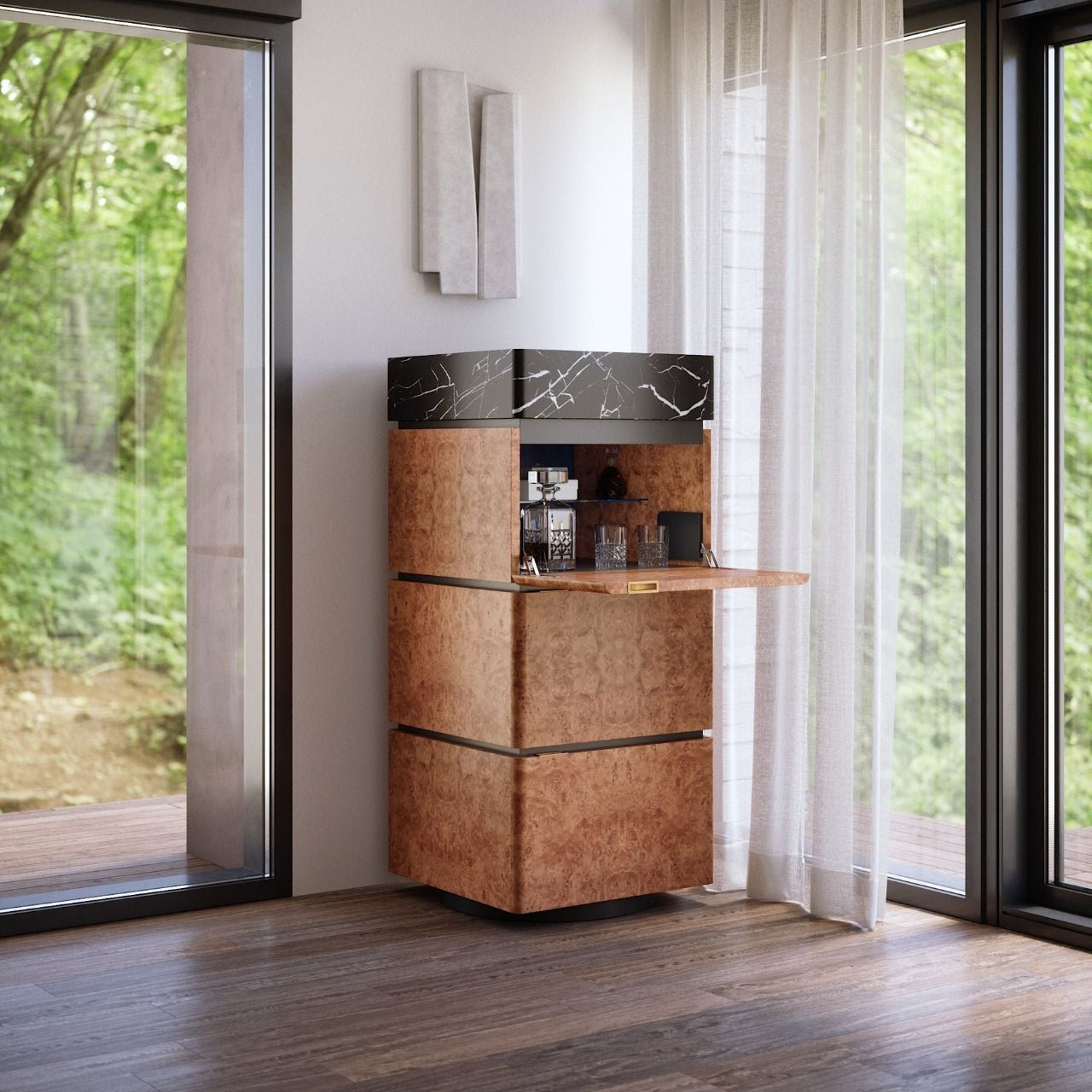 Bar cabinet luxueux châtaignier et marbre – ULTRA MOBILI - La Maison MilanaiseBCRC