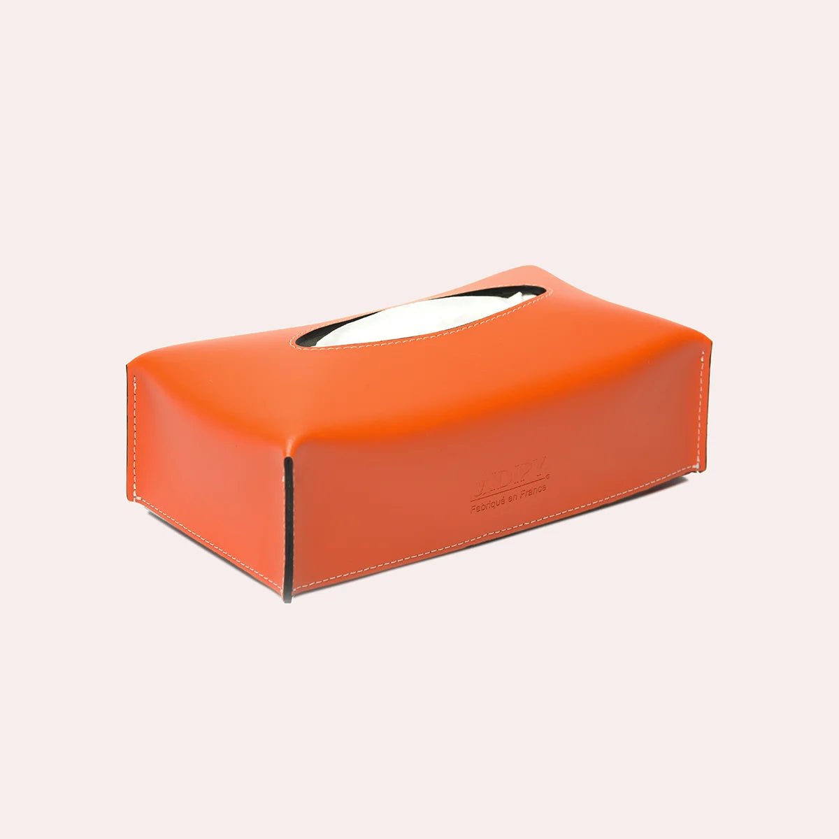 Boite à mouchoir rectangulaire en cuir - MIDIPY - La Maison MilanaiseTangerine