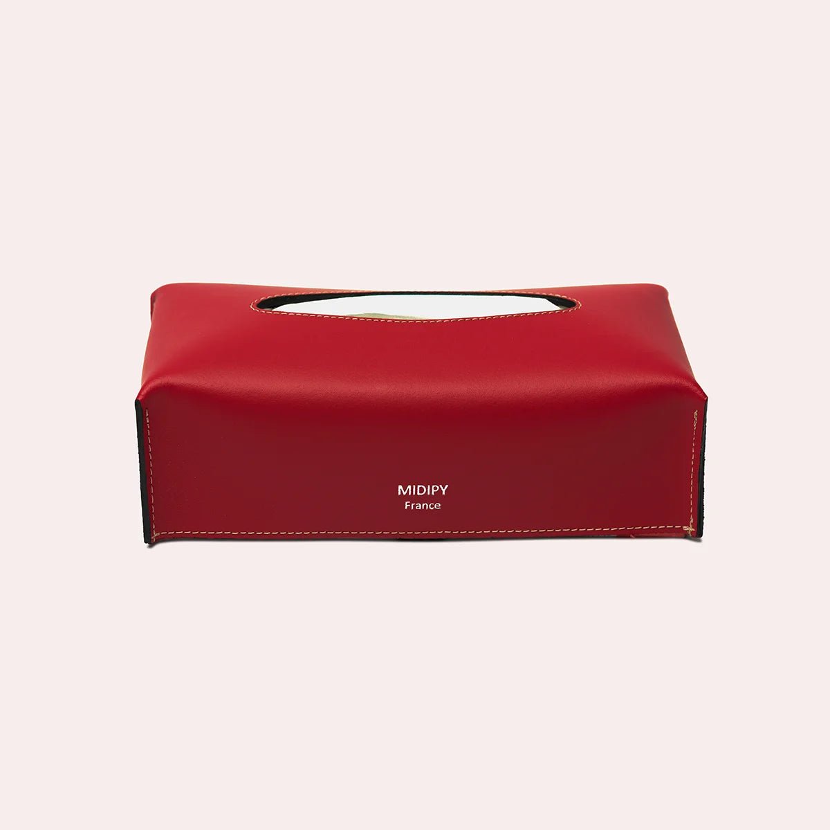 Boite à mouchoir rectangulaire en cuir - MIDIPY - La Maison MilanaiseCarmin
