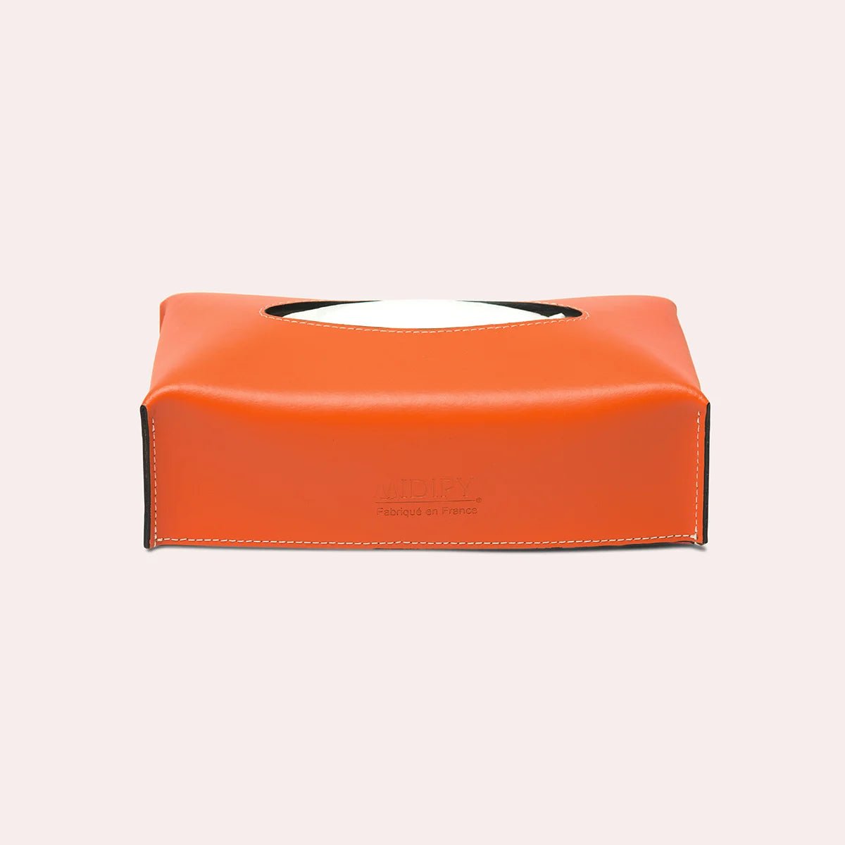 Boite à mouchoir rectangulaire en cuir - MIDIPY - La Maison MilanaiseTangerine