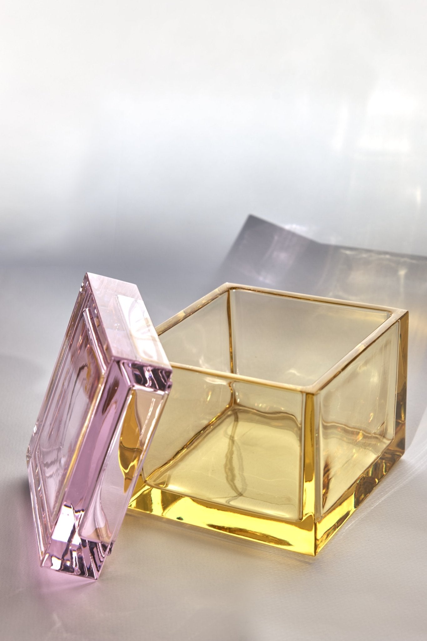 Boîte écrin en cristal soufflé à la main Palmi - STUDIO BOJOLA - La Maison MilanaisePALMI - 10Jaune et Rose