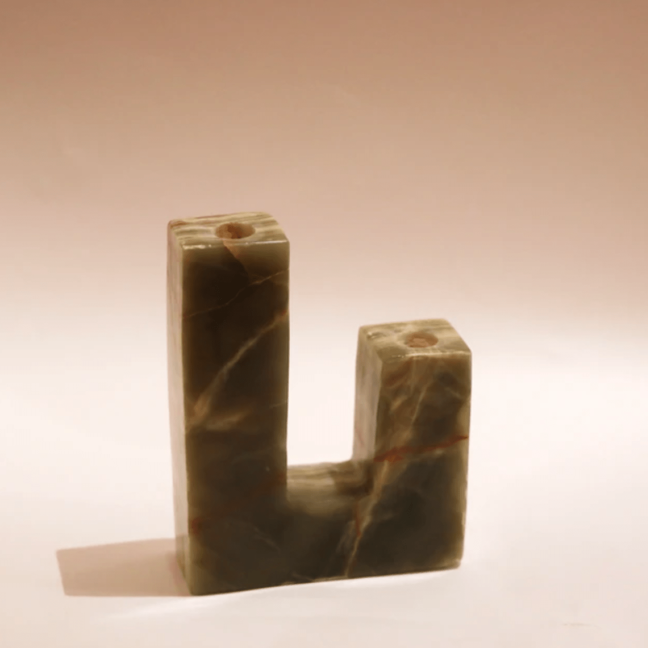 Bougeoir U asymétrique en onyx ou marbre - MANIFESTE - La Maison MilanaiseBOUGEOIRASY - 2Onyx Vert
