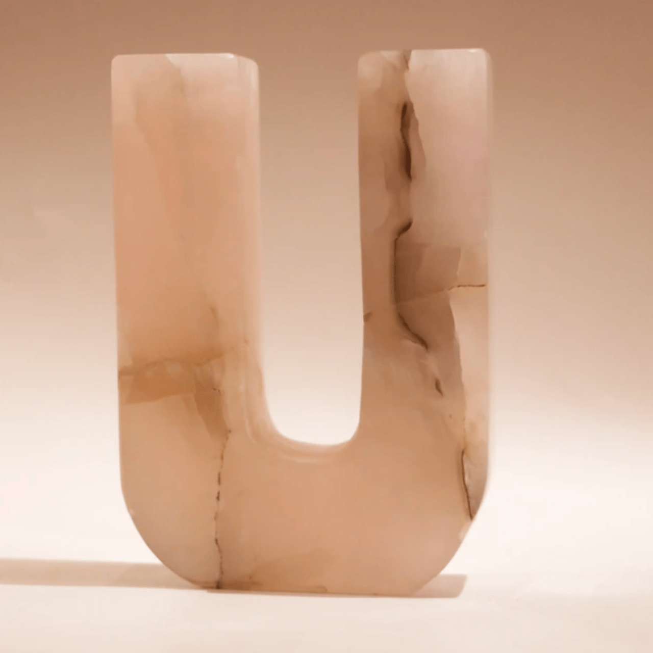 Bougeoir U en onyx ou marbre - MANIFESTE - La Maison MilanaiseOnyx rose
