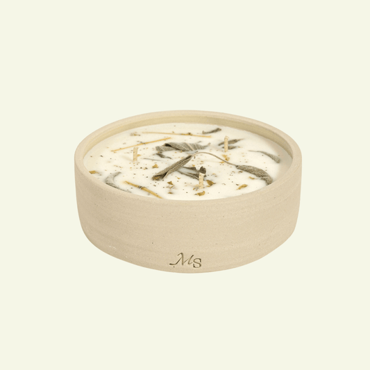 Bougie Fleurie en Grès – Jardin Intérieur - MAISON SEJOUR - La Maison MilanaiseJARDININTERIEUR - 1200g - 40H