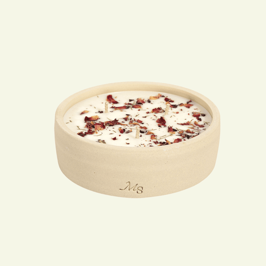 Bougie Fleurie en Grès – Thé & Pain d’Épices - MAISON SEJOUR - La Maison MilanaiseTHEPAINDEPICE - 1200g - 40H
