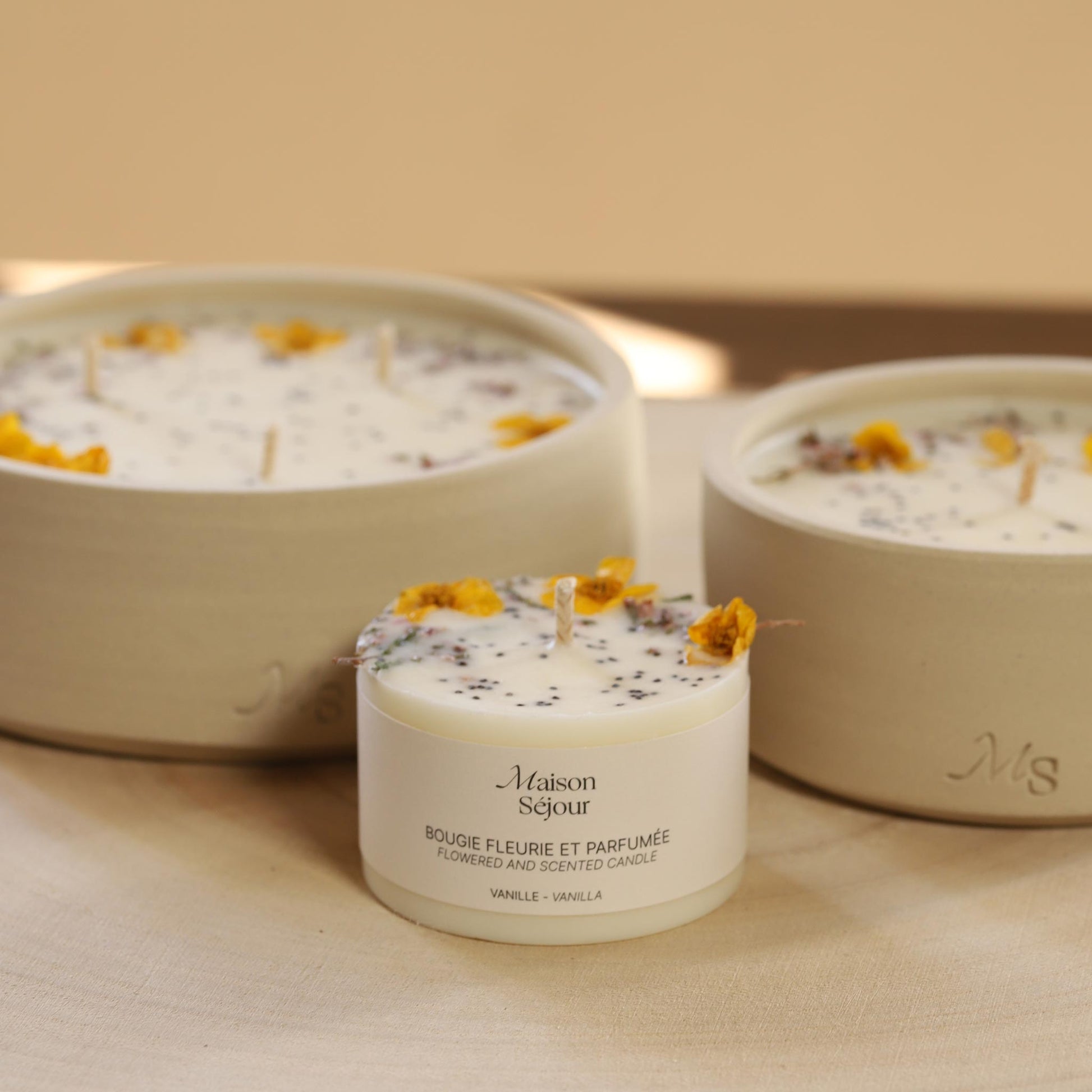 Bougie Votive Fleurie – Vanille - MAISON SEJOUR - La Maison MilanaiseVOTIVEVANILLE