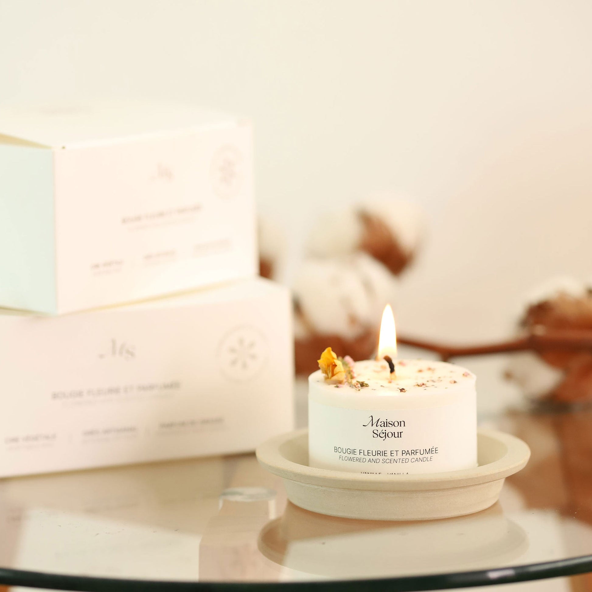 Bougie Votive Fleurie – Vanille - MAISON SEJOUR - La Maison MilanaiseVOTIVEVANILLE