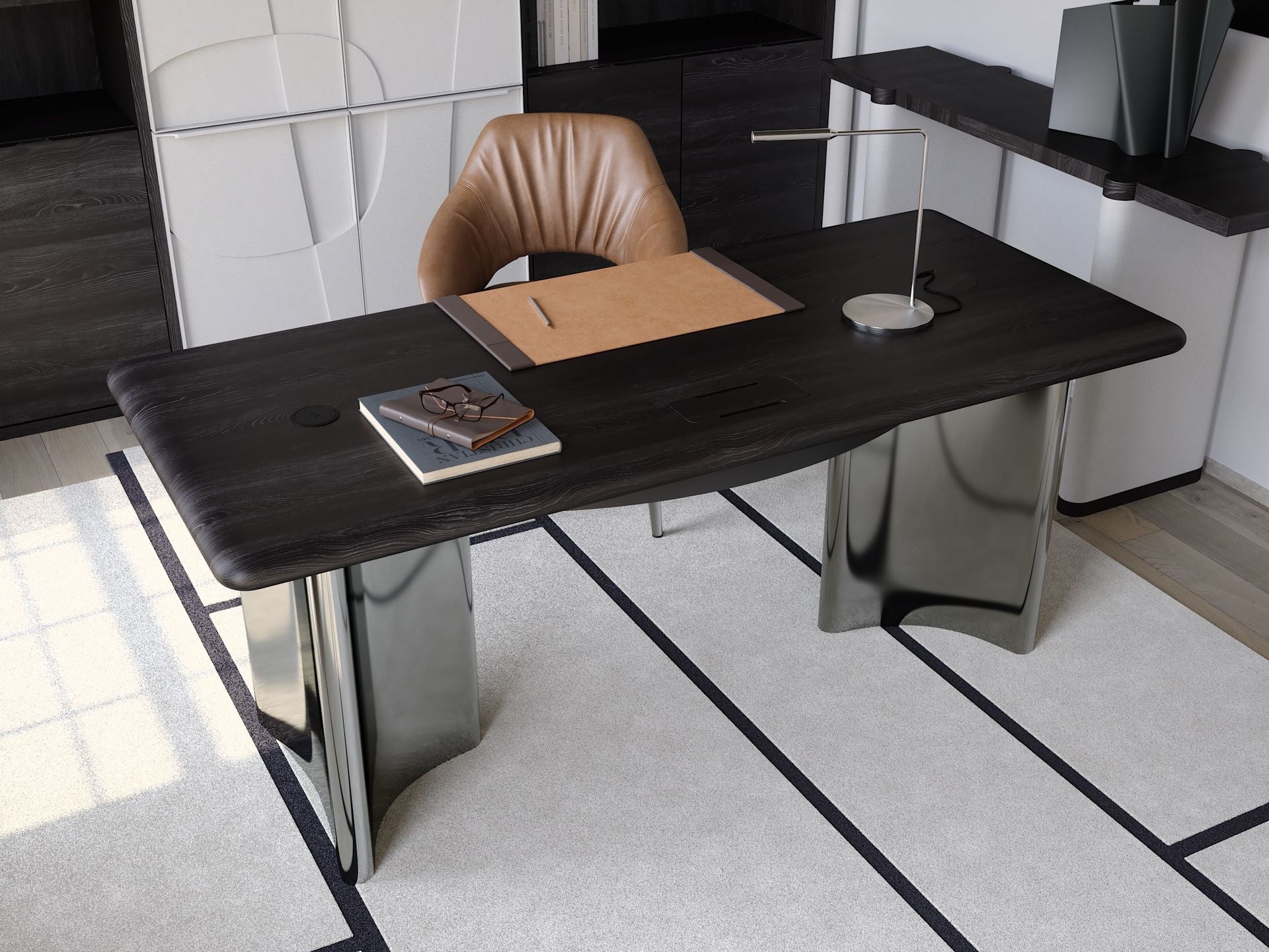 Bureau JEAN – Chêne noir & acier poli – ULTRA MOBILI - La Maison MilanaiseDJN180