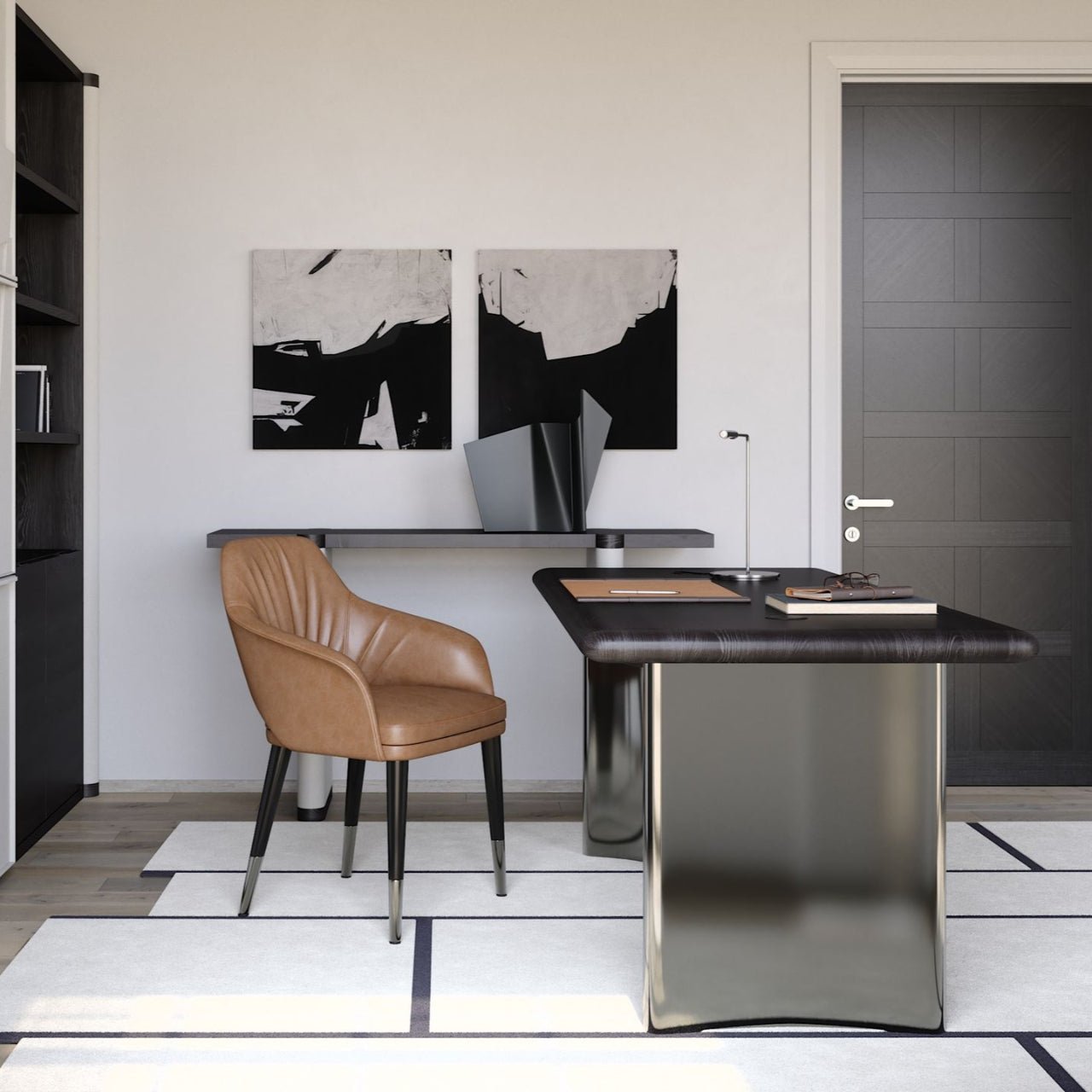 Bureau JEAN – Chêne noir & acier poli – ULTRA MOBILI - La Maison MilanaiseDJN180