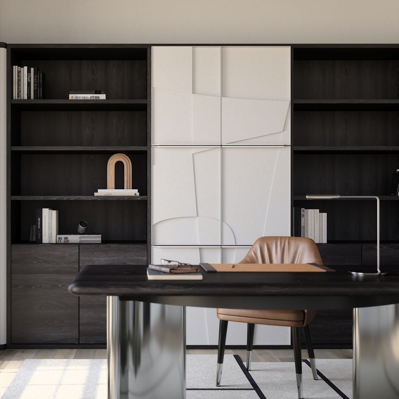 Bureau JEAN – Chêne noir & acier poli – ULTRA MOBILI - La Maison MilanaiseDJN180