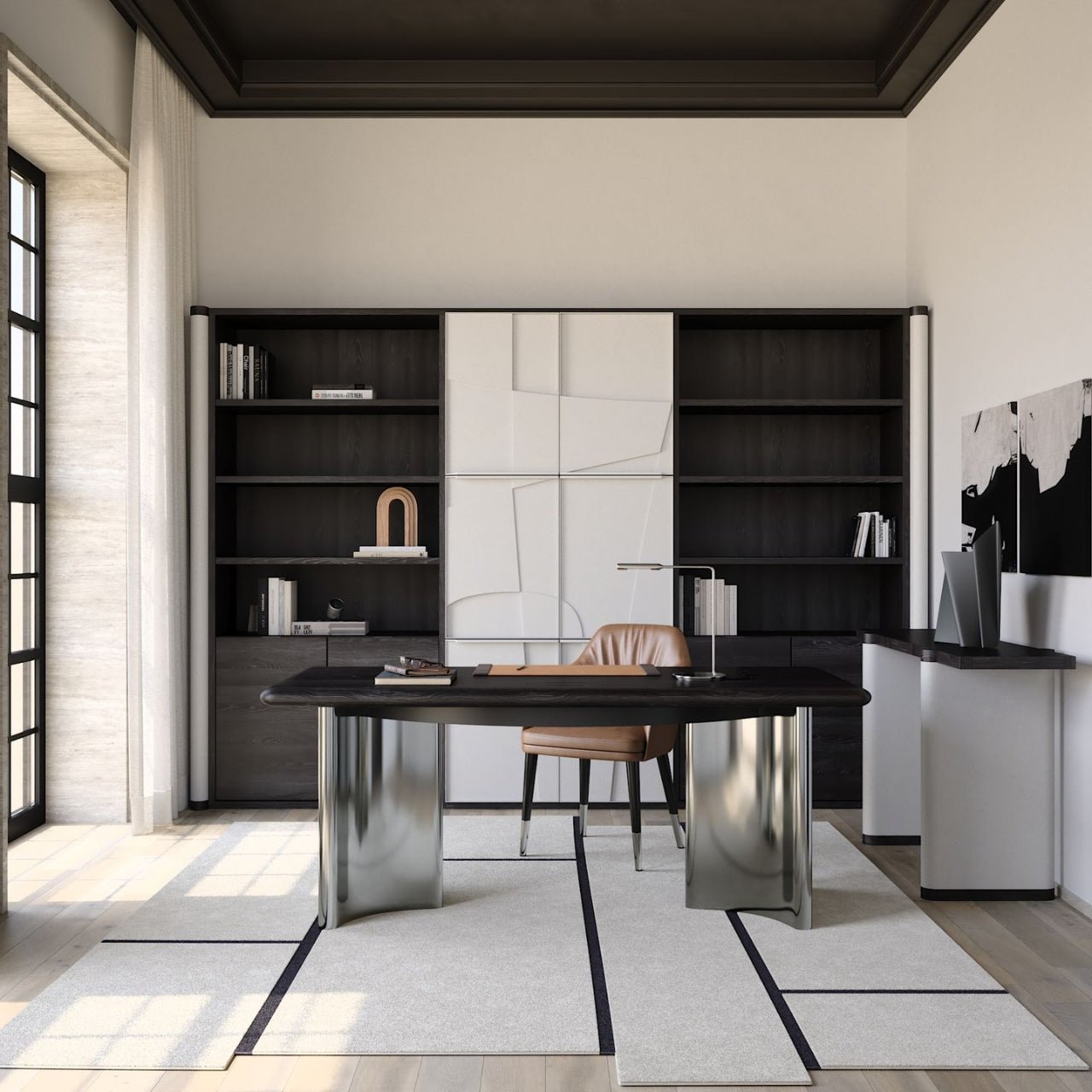 Bureau JEAN – Chêne noir & acier poli – ULTRA MOBILI - La Maison MilanaiseDJN180