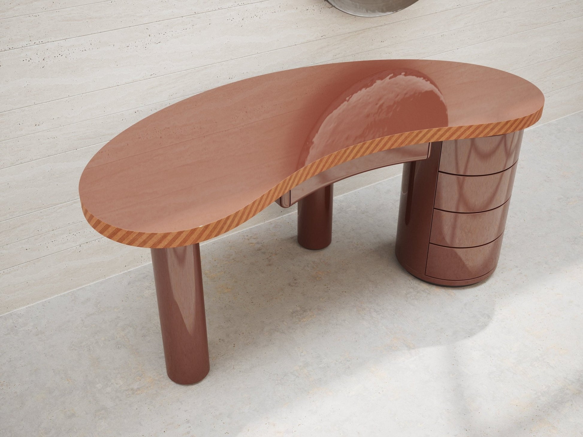 Bureau MEDEA – Plateau incurvé & finition laquée mate ou brillante – ULTRA MOBILI - La Maison Milanaise170DCL - 1Mate