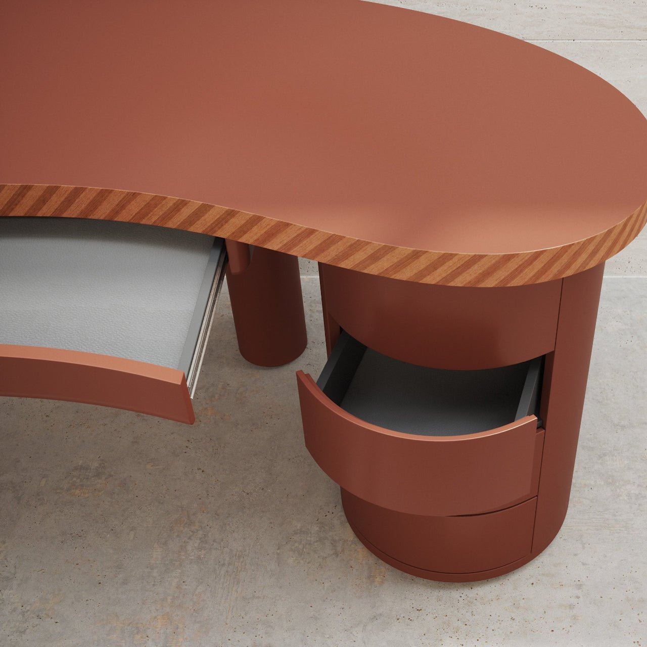 Bureau MEDEA – Plateau incurvé & finition laquée mate ou brillante – ULTRA MOBILI - La Maison Milanaise170DCL - 1Mate