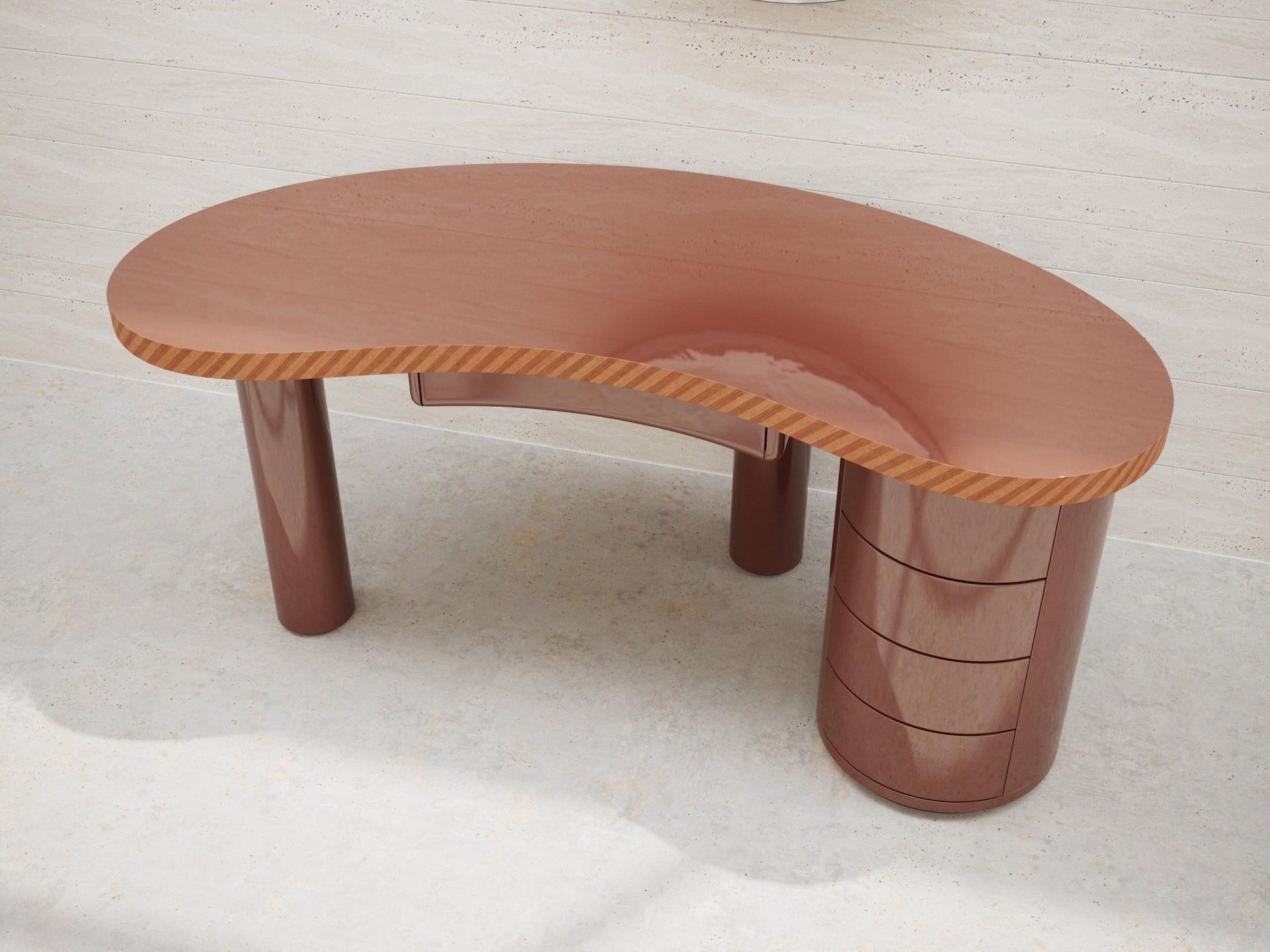 Bureau MEDEA – Plateau incurvé & finition laquée mate ou brillante – ULTRA MOBILI - La Maison Milanaise170DCL - 1Mate