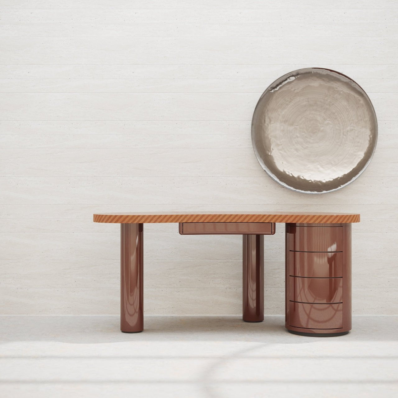 Bureau MEDEA – Plateau incurvé & finition laquée mate ou brillante – ULTRA MOBILI - La Maison Milanaise170DCL - 1Mate