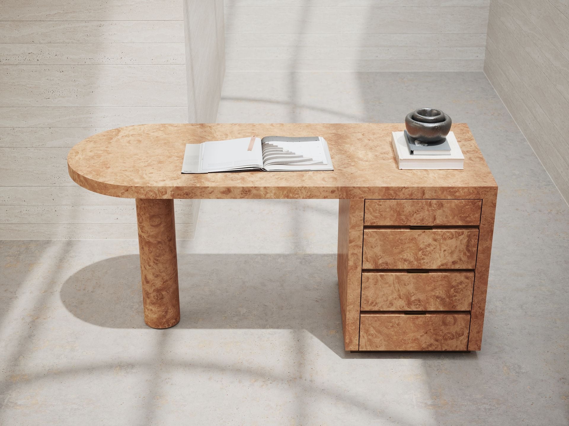 Bureau NORAH RC 160 – Châtaignier et détails en bronze – ULTRA MOBILI - La Maison MilanaiseDRCN160