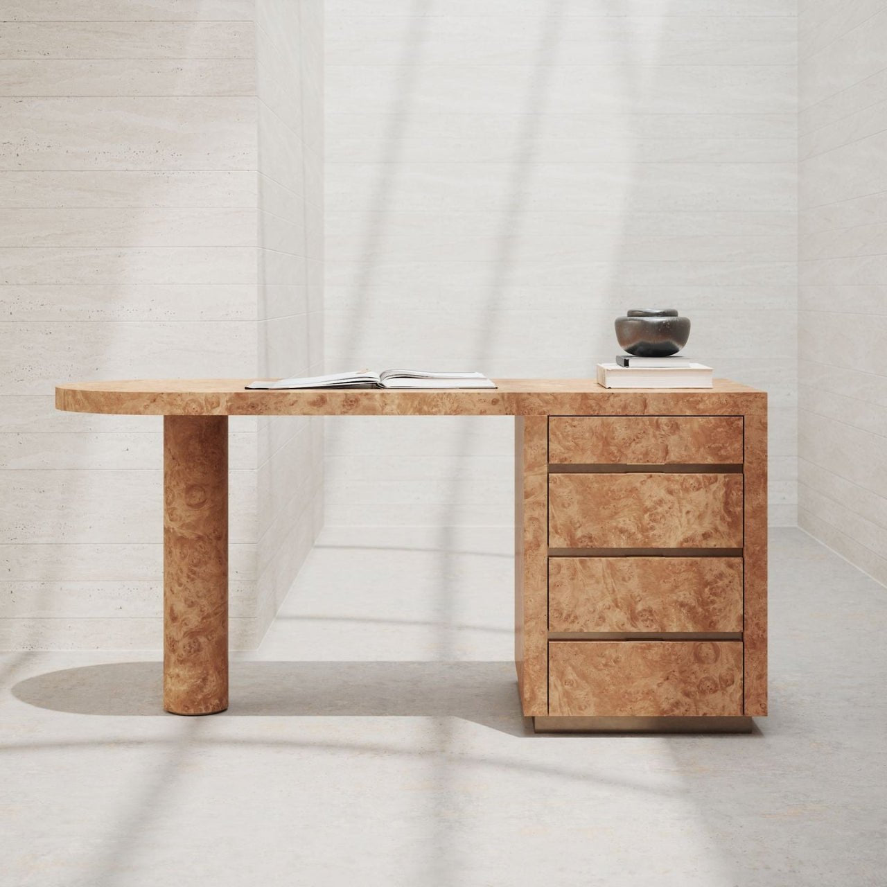 Bureau NORAH RC 160 – Châtaignier et détails en bronze – ULTRA MOBILI - La Maison MilanaiseDRCN160