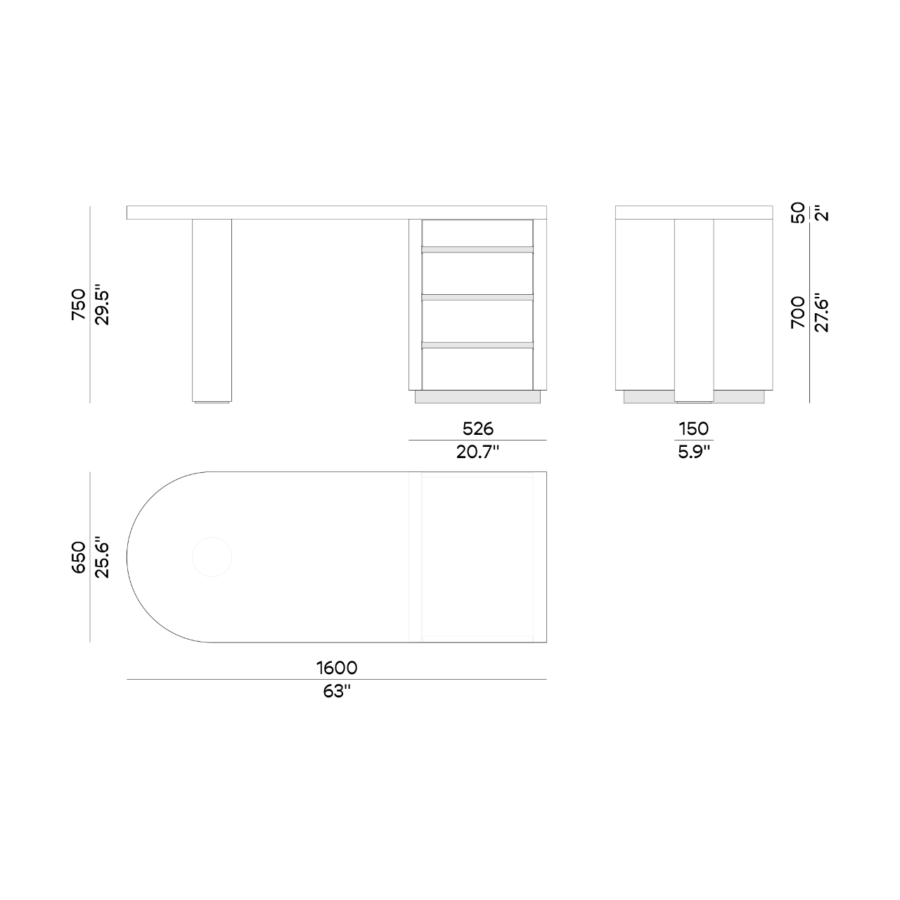 Bureau NORAH RC 160 – Châtaignier et détails en bronze – ULTRA MOBILI - La Maison MilanaiseDRCN160