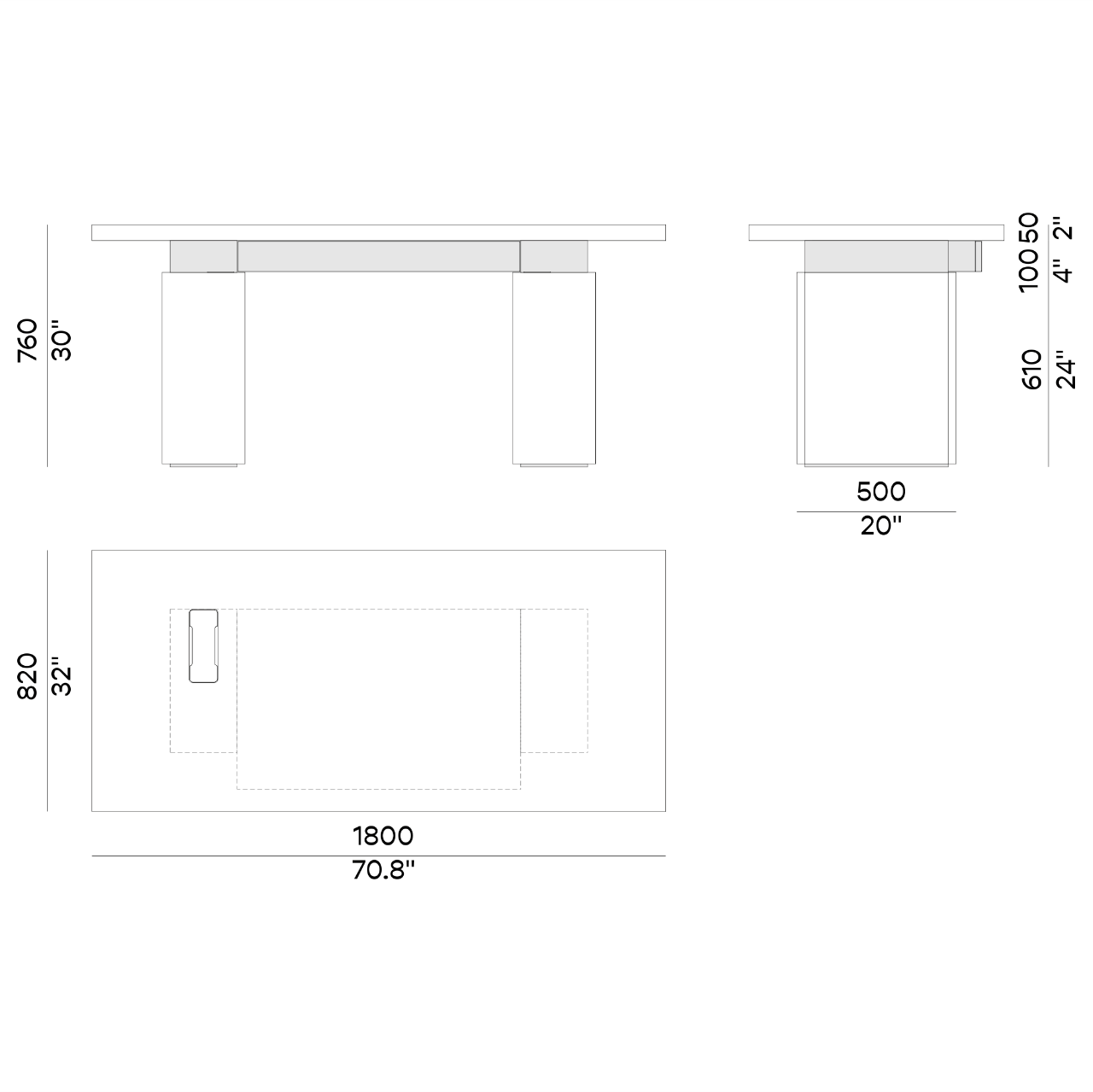Bureau SARAH RC 160 – Châtaignier et bronze – ULTRA MOBILI - La Maison MilanaiseDRCS180