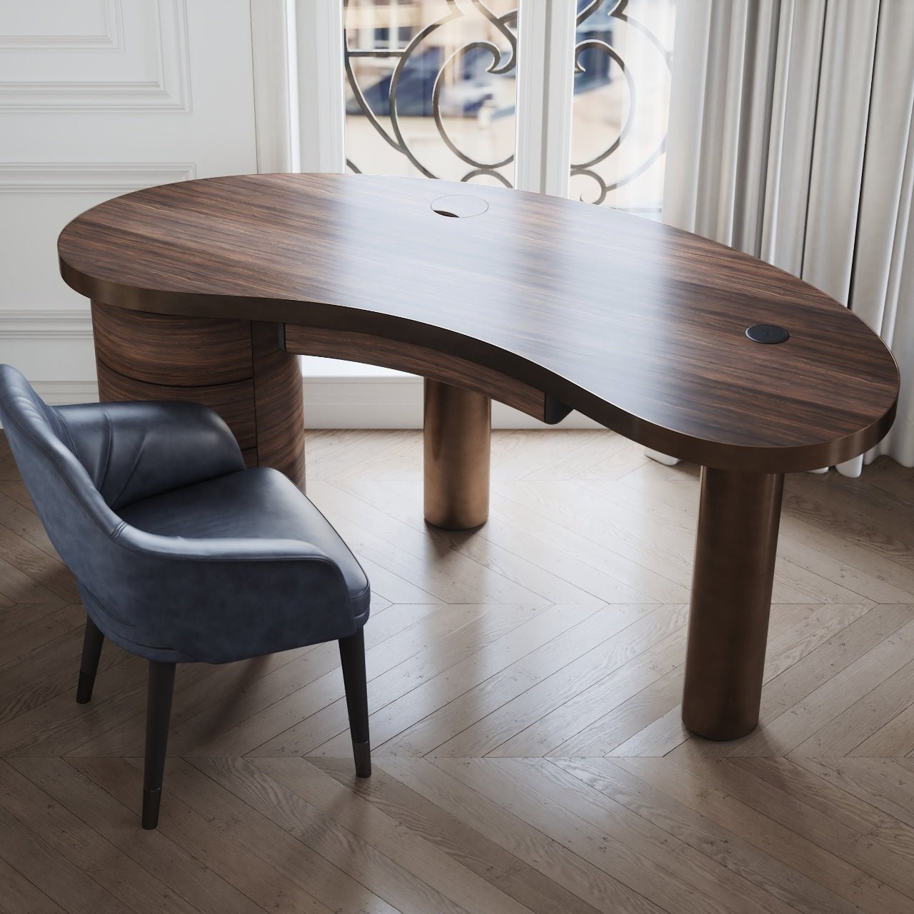 Bureau SENECA – Design organique et structure bimatière – finition mate ou brillante – ULTRA MOBILI - La Maison MilanaiseDCM170BRILLANTBrillante