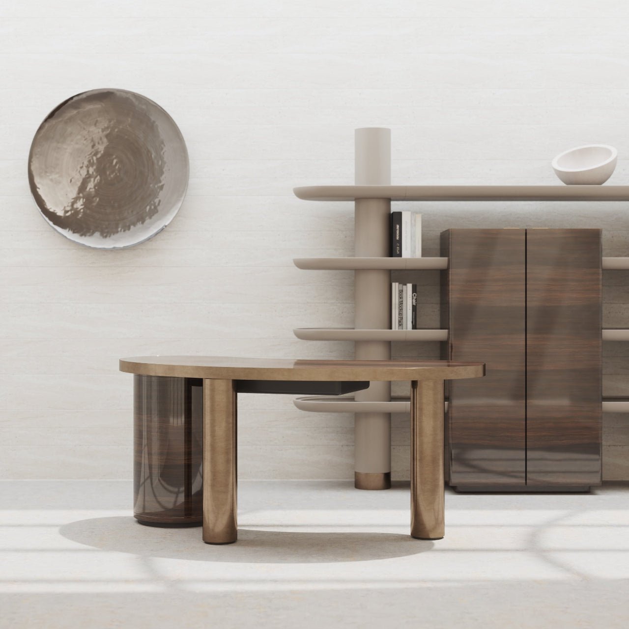 Bureau SENECA – Design organique et structure bimatière – finition mate ou brillante – ULTRA MOBILI - La Maison MilanaiseDCM170MATMate