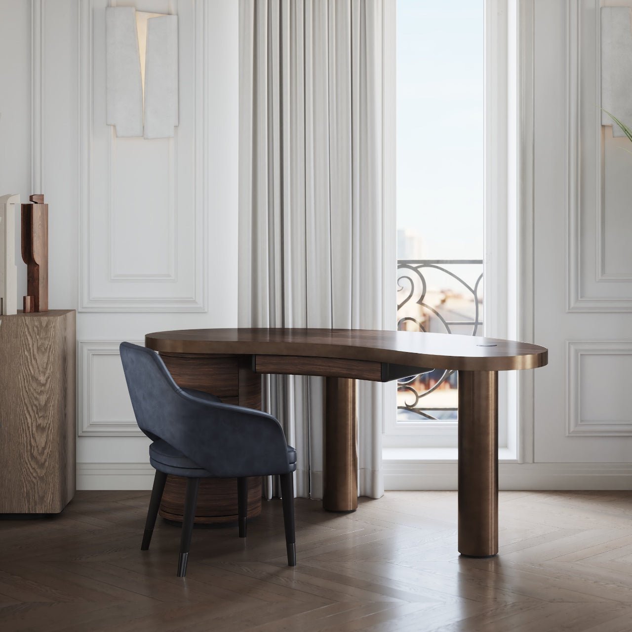 Bureau SENECA – Design organique et structure bimatière – finition mate ou brillante – ULTRA MOBILI - La Maison MilanaiseDCM170MATMate