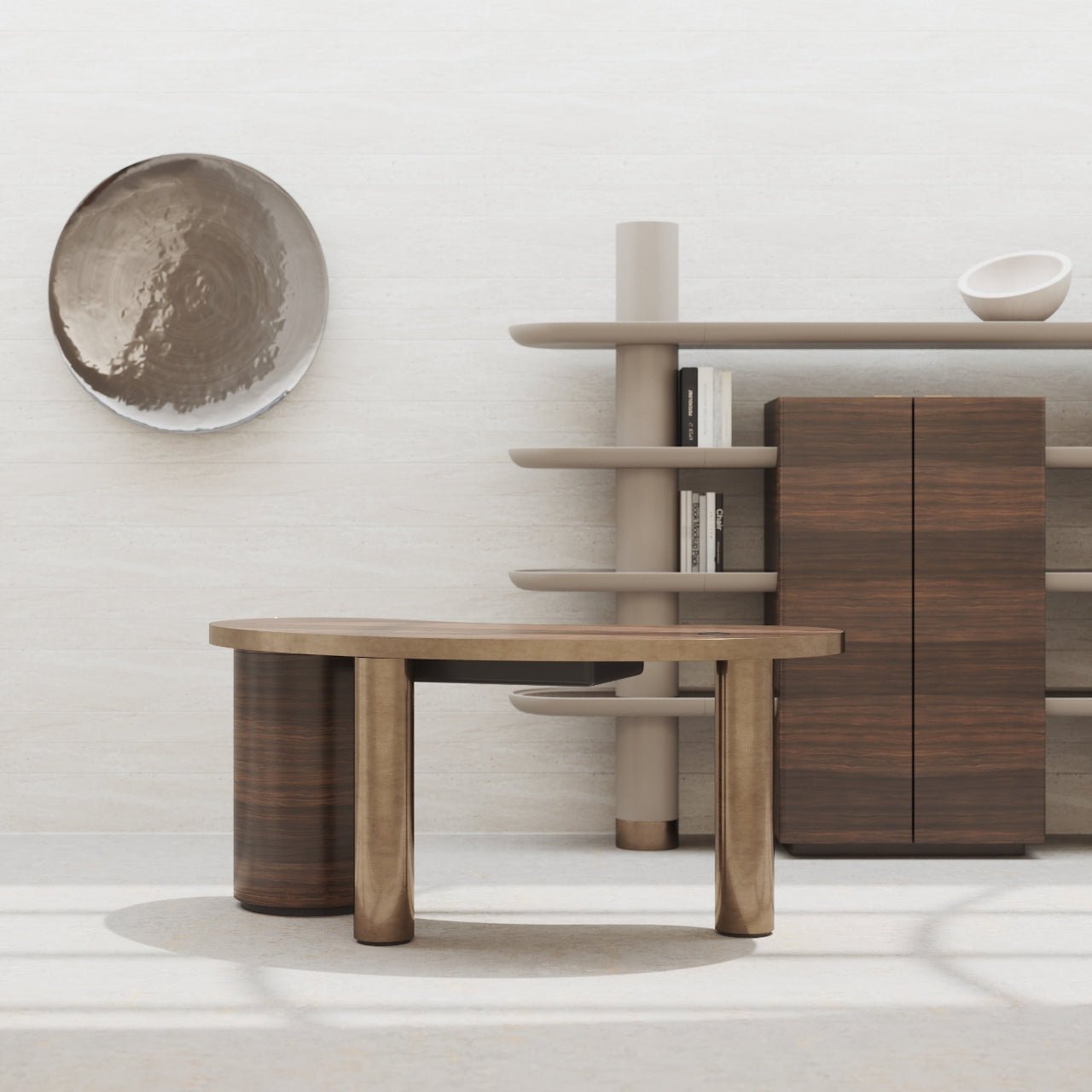 Bureau SENECA – Design organique et structure bimatière – finition mate ou brillante – ULTRA MOBILI - La Maison MilanaiseDCM170MATMate