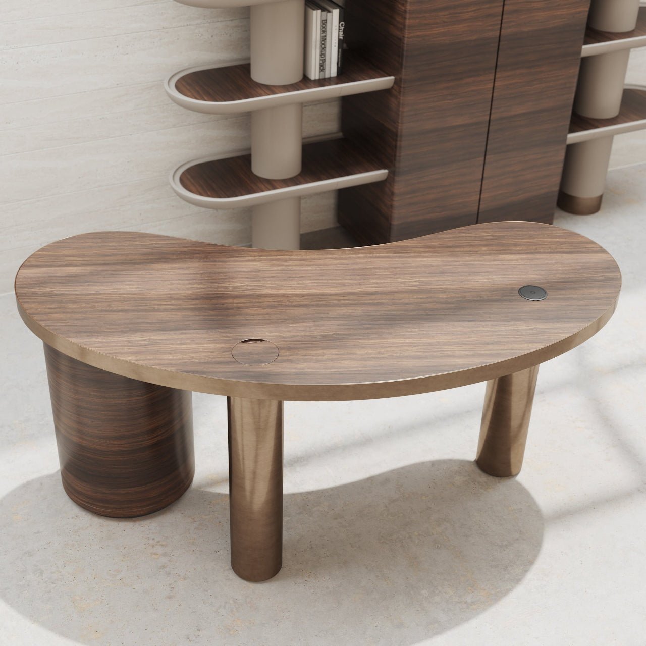 Bureau SENECA – Design organique et structure bimatière – finition mate ou brillante – ULTRA MOBILI - La Maison MilanaiseDCM170MATMate