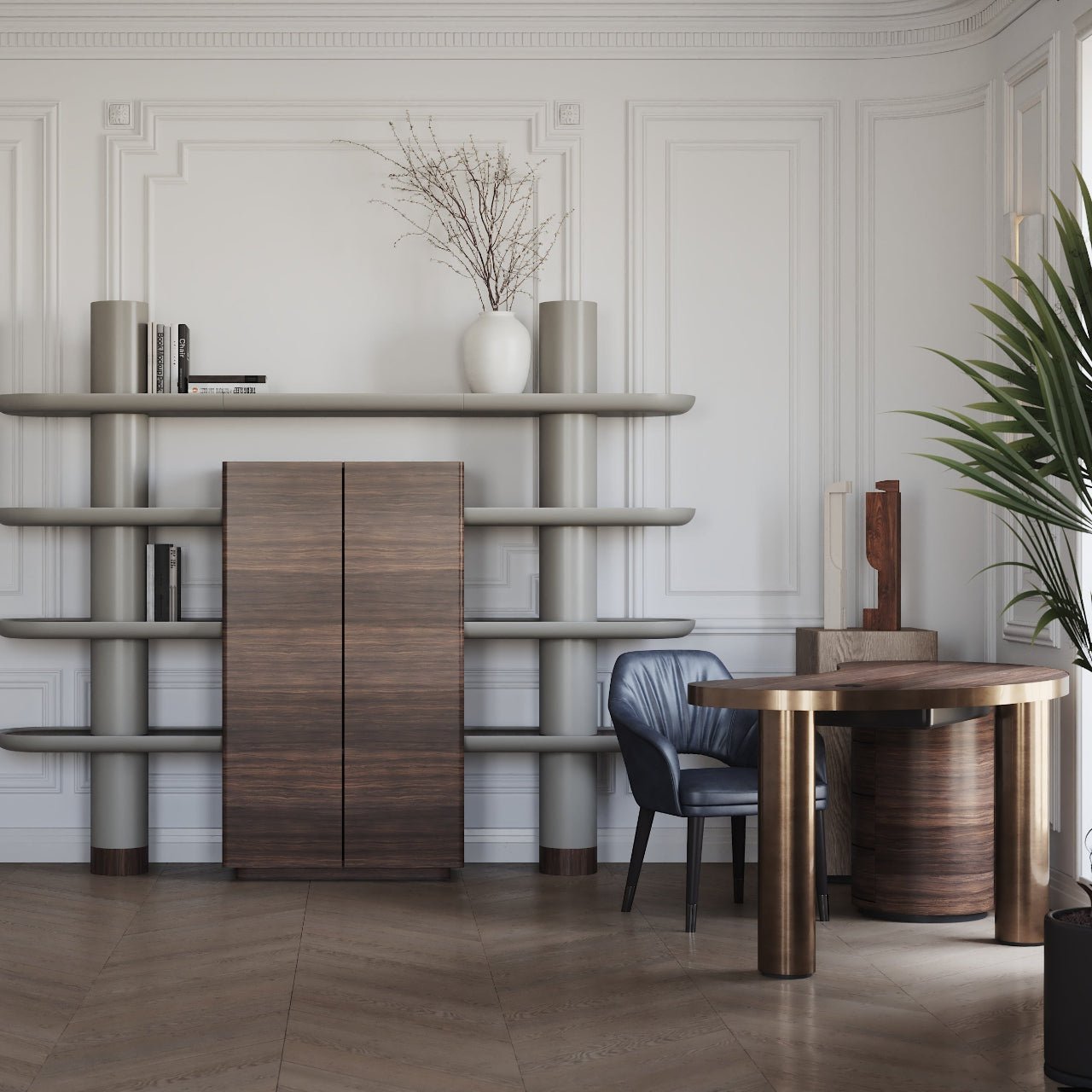 Bureau SENECA – Design organique et structure bimatière – finition mate ou brillante – ULTRA MOBILI - La Maison MilanaiseDCM170BRILLANTBrillante