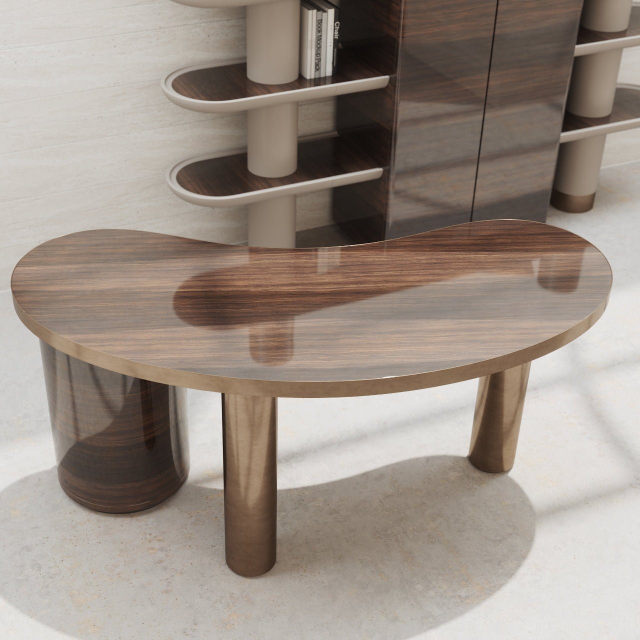 Bureau SENECA – Design organique et structure bimatière – finition mate ou brillante – ULTRA MOBILI - La Maison MilanaiseDCM170BRILLANTBrillante