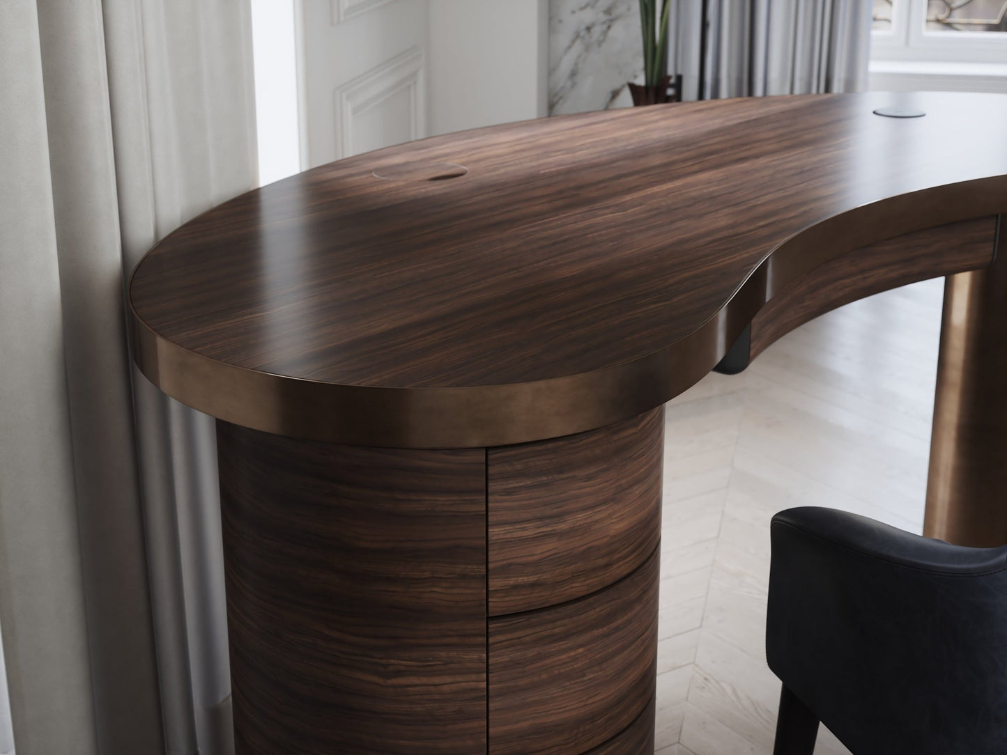 Bureau SENECA – Design organique et structure bimatière – finition mate ou brillante – ULTRA MOBILI - La Maison MilanaiseDCM170MATMate