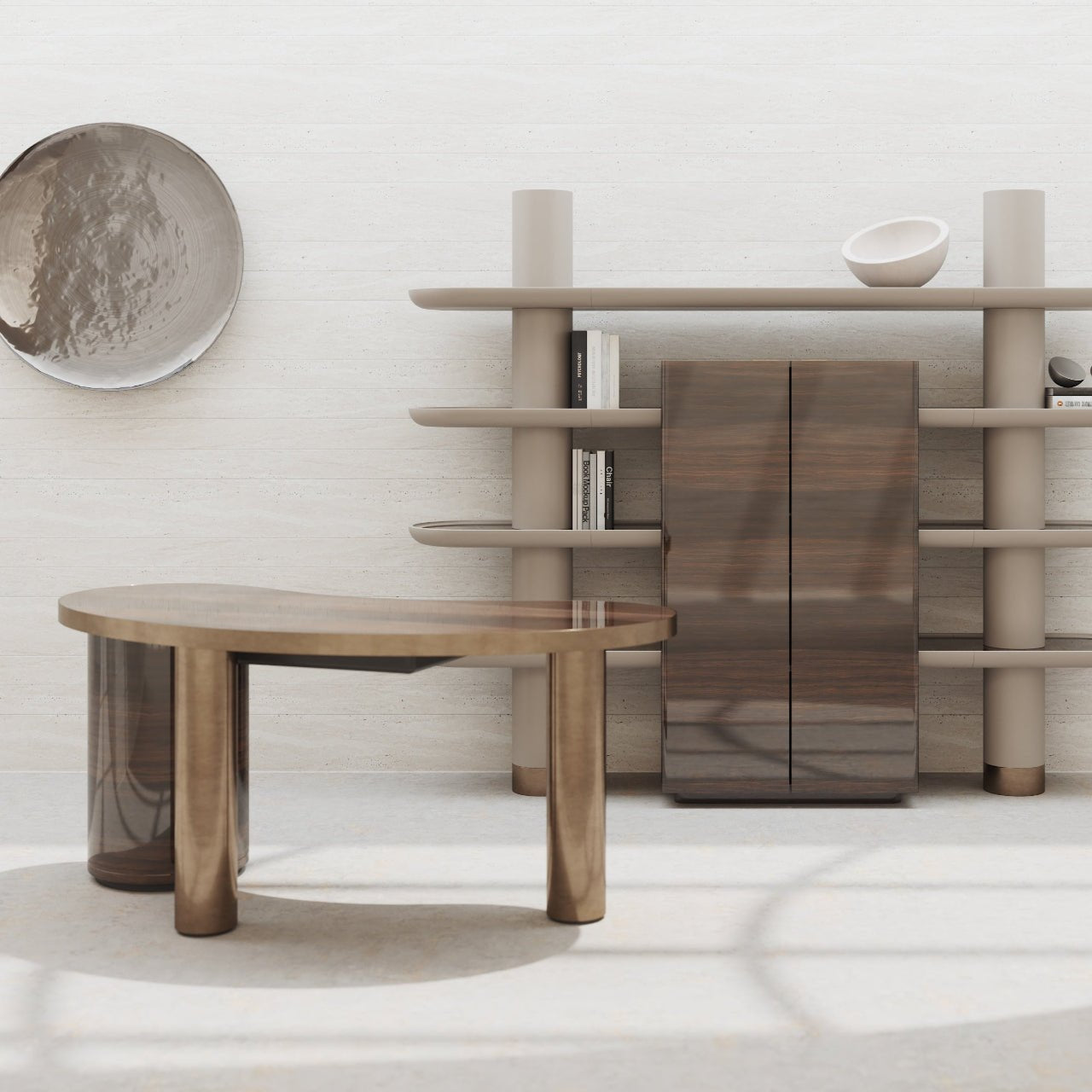 Bureau SENECA – Design organique et structure bimatière – finition mate ou brillante – ULTRA MOBILI - La Maison MilanaiseDCM170BRILLANTBrillante