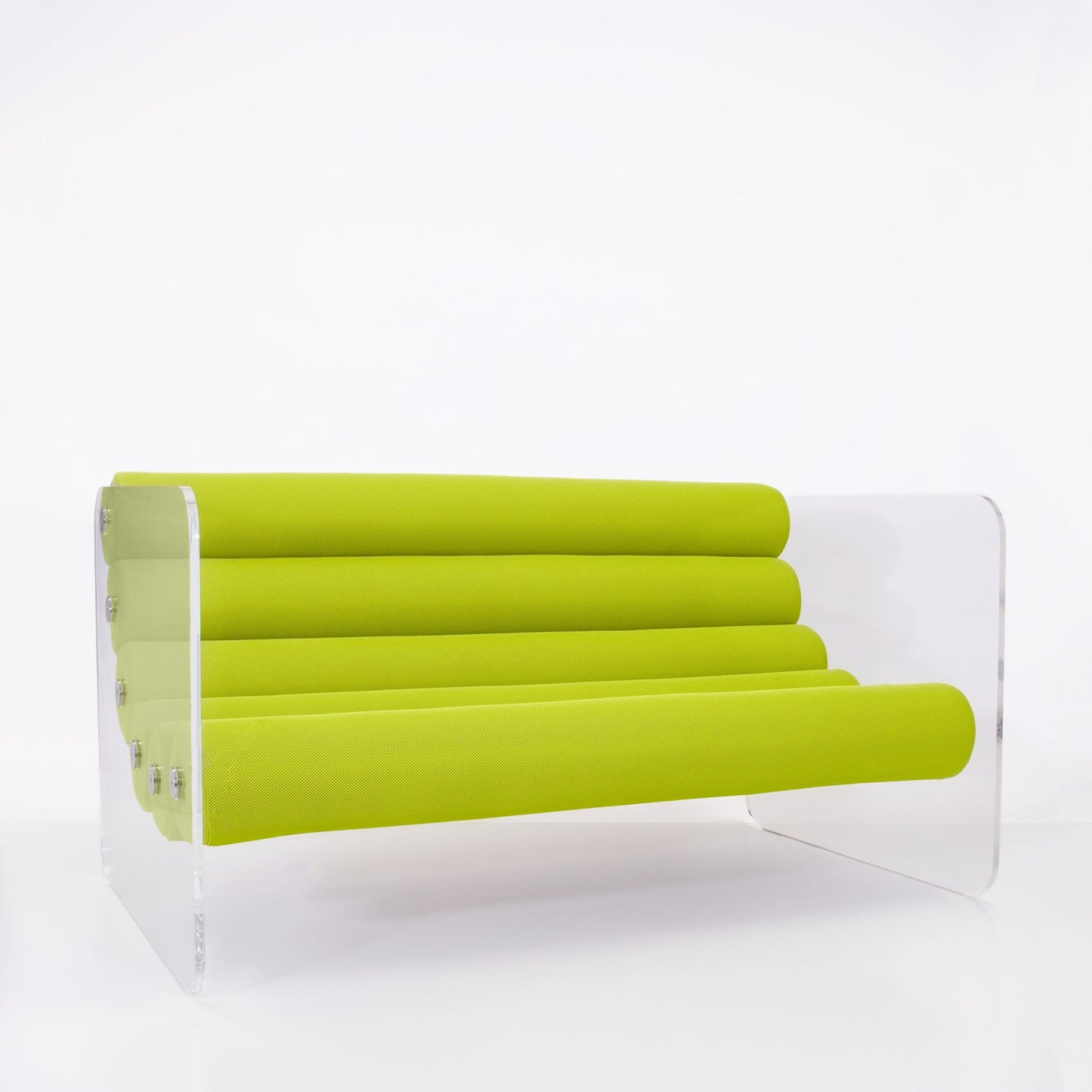 Canapé en altuglas et assise runner tissus alvéolaire MW02 - KUUMO DESIGN - La Maison MilanaiseCANAPEMW02TISSUS52JauneTransparent150x86.5xH77.5cm