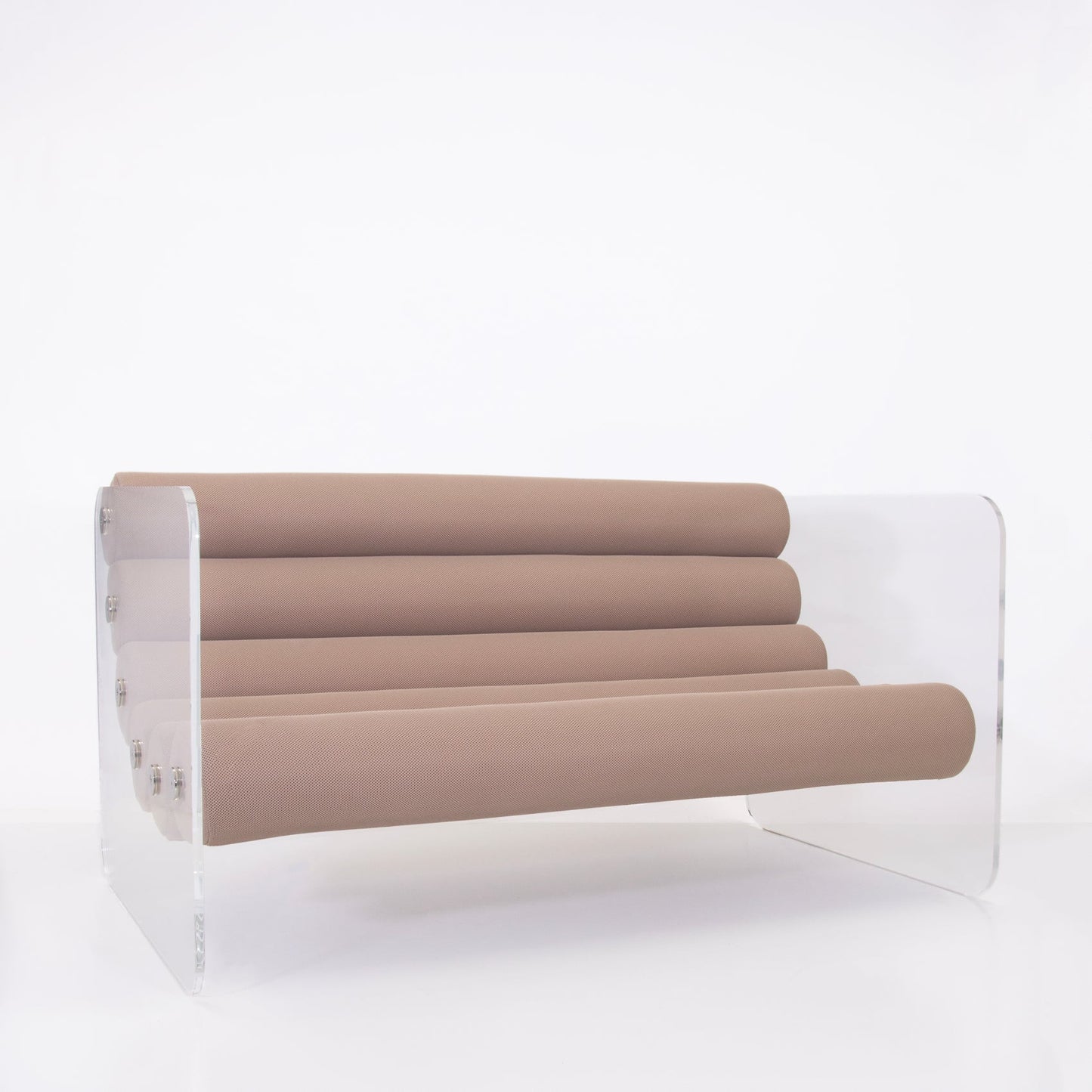 Canapé en altuglas et assise runner tissus alvéolaire MW02 - KUUMO DESIGN - La Maison MilanaiseCANAPEMW02TISSUS1TaupeTransparent150x86.5xH77.5cm