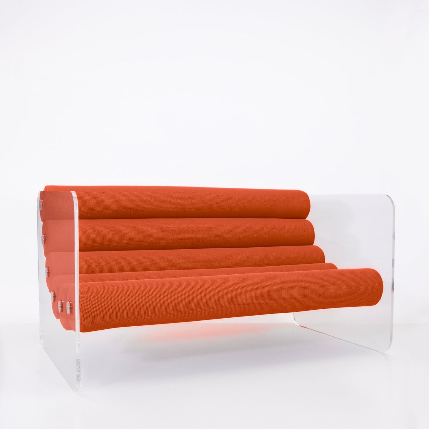 Canapé en altuglas et assise runner tissus alvéolaire MW02 - KUUMO DESIGN - La Maison MilanaiseCANAPEMW02TISSUS13OrangeTransparent150x86.5xH77.5cm