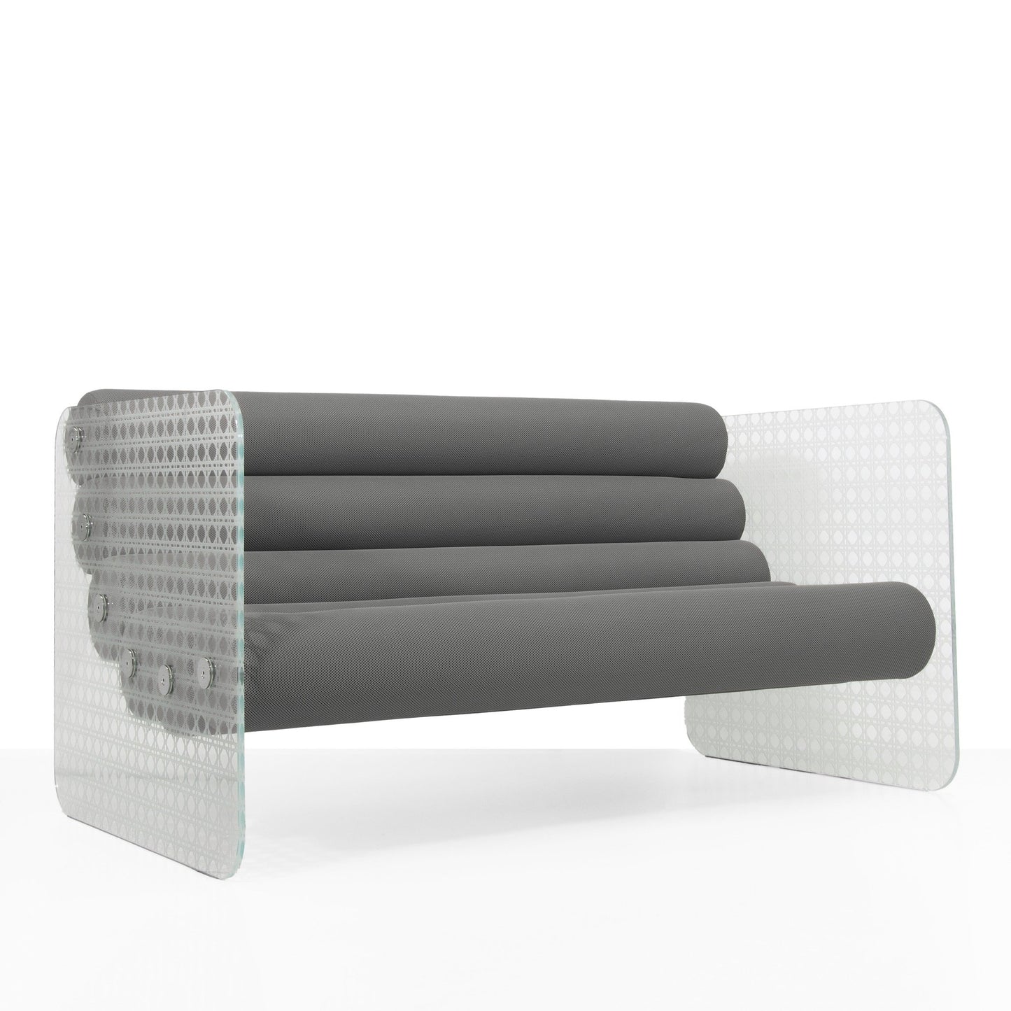 Canapé en altuglas et assise runner tissus alvéolaire MW02 - KUUMO DESIGN - La Maison MilanaiseCANAPEMW02TISSUS61GrisCannage150x86.5xH77.5cm
