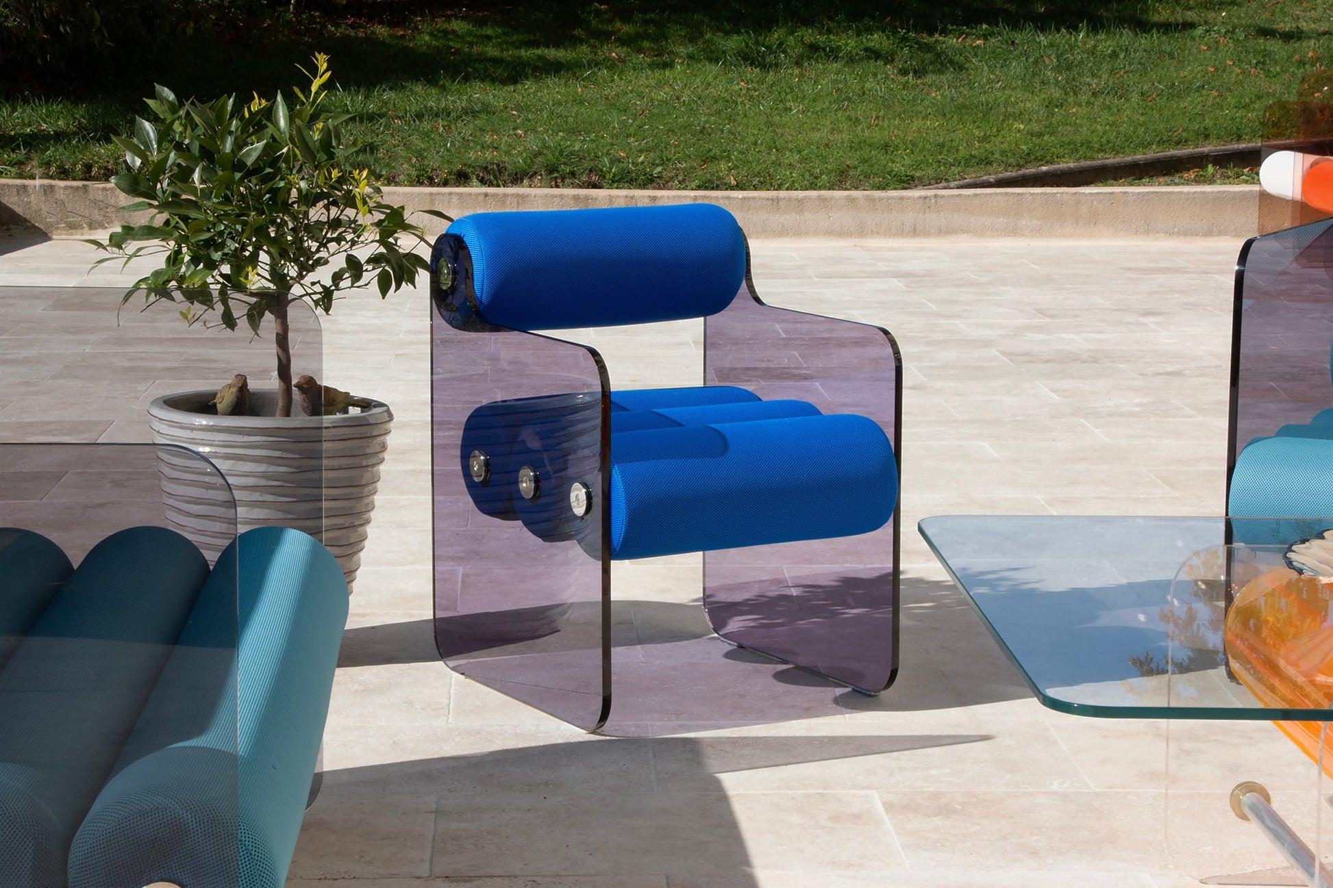 Chaise en altuglas et tissus alvéolaire 3D MW04 - KUUMO DESIGN - La Maison MilanaiseTaupeBleu Violet