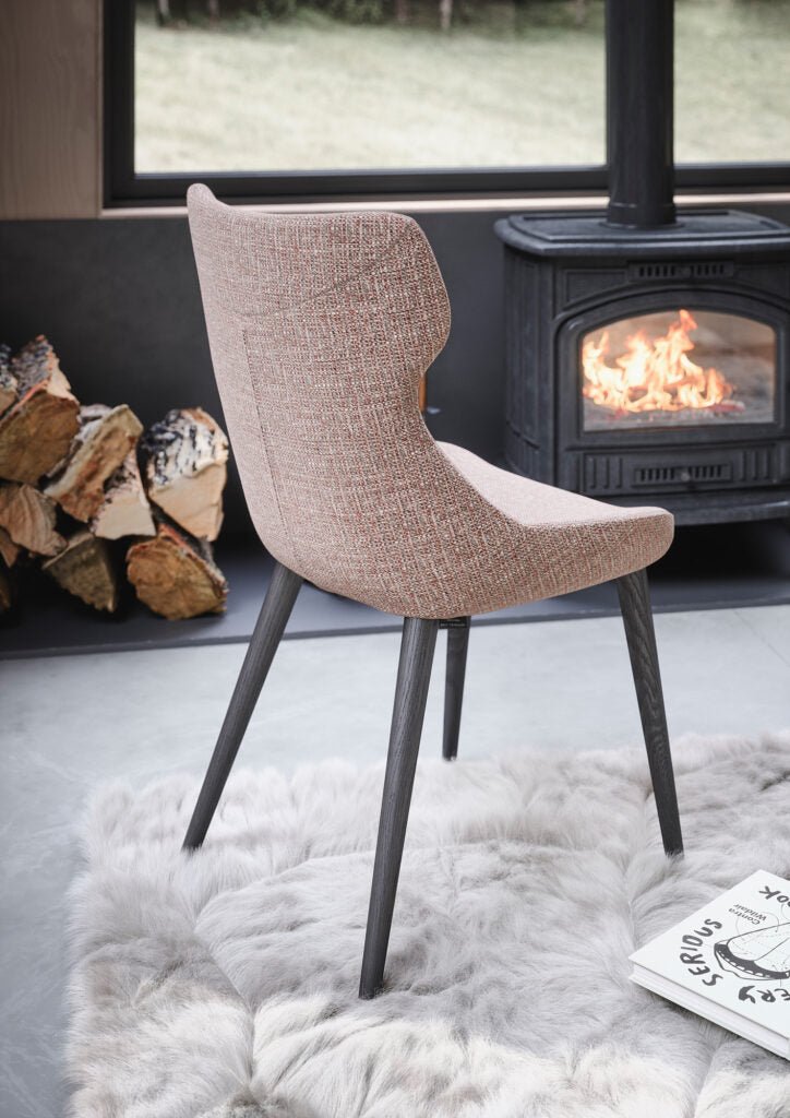 Chaise MAGBA Lot de 2 – Bois carbone & tissu rose pâle - IMPERIAL LINE - La Maison MilanaiseMAGBA