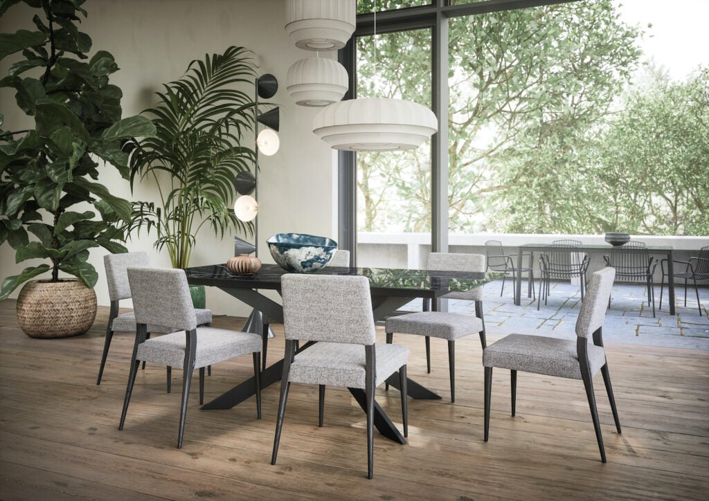 Chaise PEGGY Lot de 2 – Tissu texturé gris & structure bois carbone - IMPERIAL LINE - La Maison MilanaisePEGGY