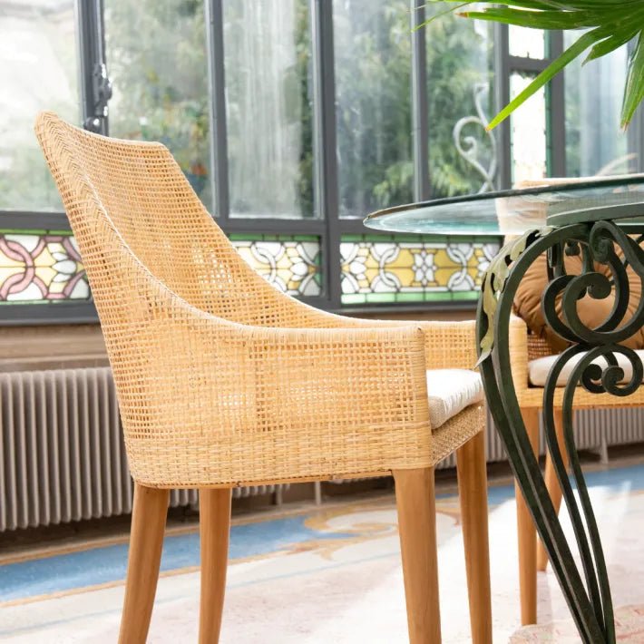 Chaise SAIGON – Élégance du rotin et raffinement naturel - KOK MAISON - La Maison MilanaiseC463/ T596Avec coussin